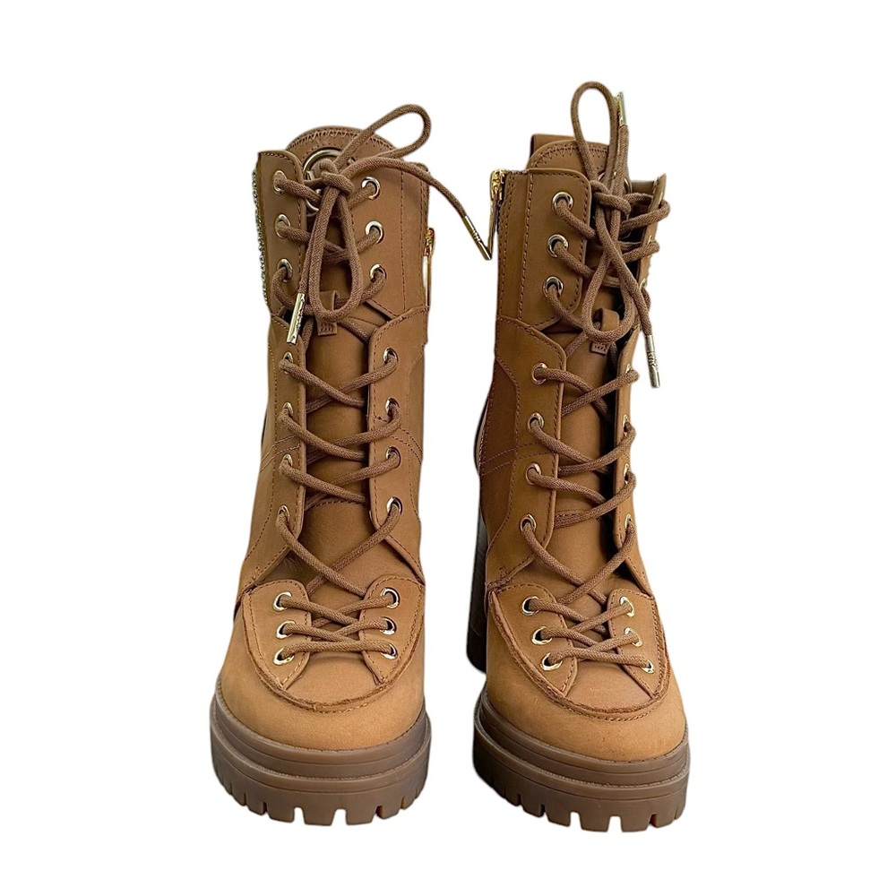 Michael Kors Genuine Leather Yvonne Ridley Embellished Nubuck Brown Combat Boots - Picture 2 of 9